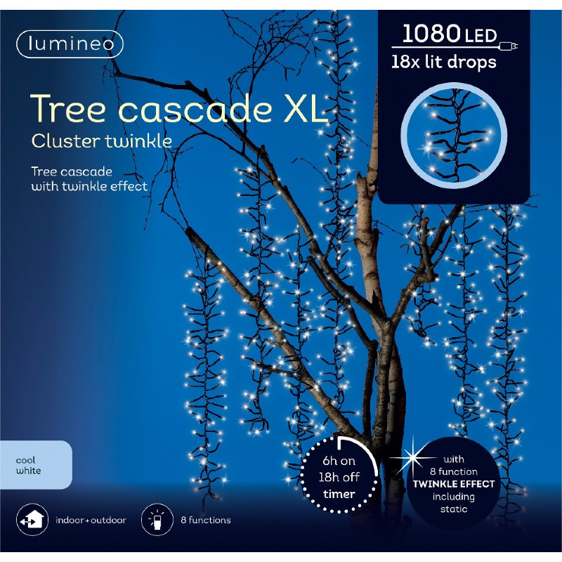 Lumineo Tree Cascade XL 1080 LED Cluster Twinkle Lights