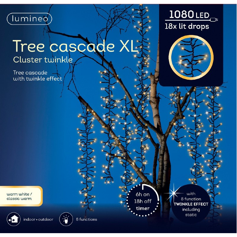 Lumineo Tree Cascade XL 1080 LED Cluster Twinkle Lights